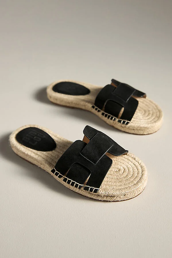 Suede Espadrille Slide Sandals - Image 2