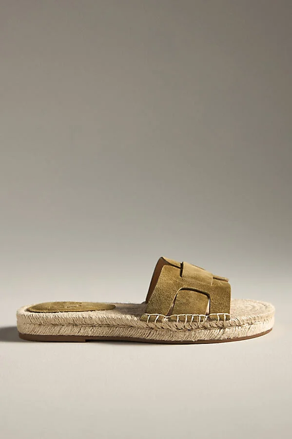 Suede Espadrille Slide Sandals