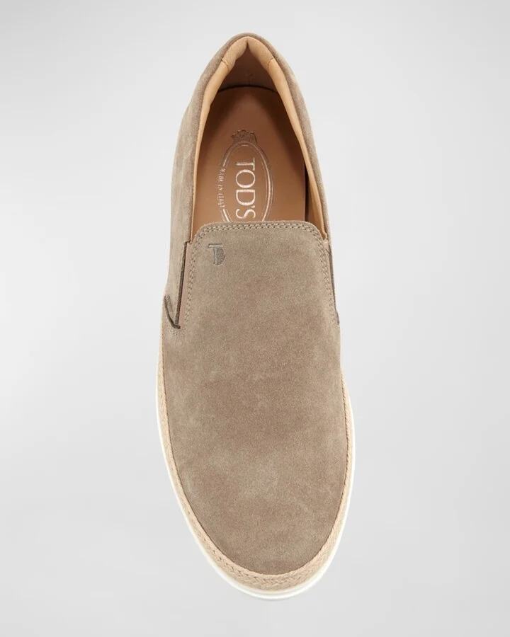 Suede Espadrille Slip-On Sneaker, Tan - Image 4