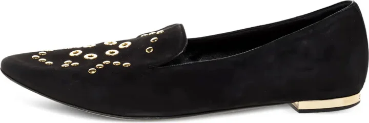 Suede Eyelet-Detail Loafers