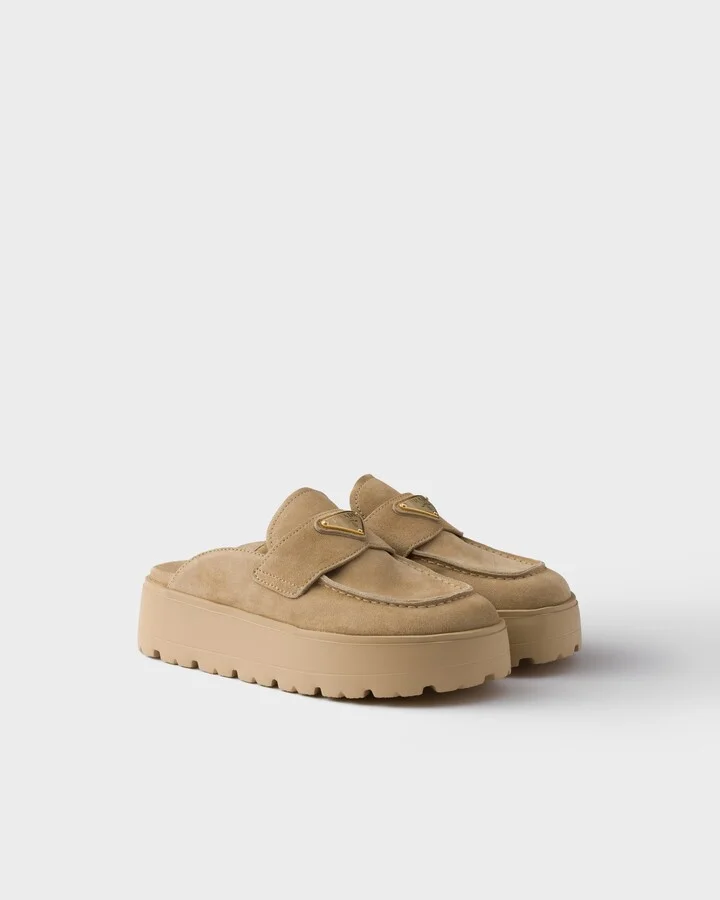 Suede flatform mules