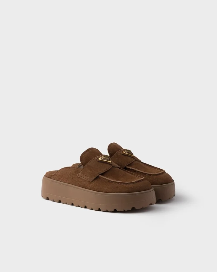 Suede flatform mules