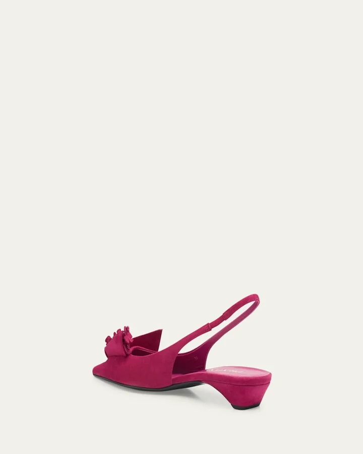 Suede Flower Slingback Pumps - Image 2