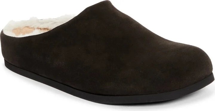 Suede & Genuine Shearling Clog