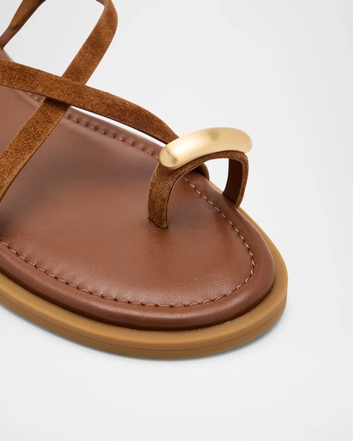 Suede Geo Strappy Toe-Ring Sandals - Image 2