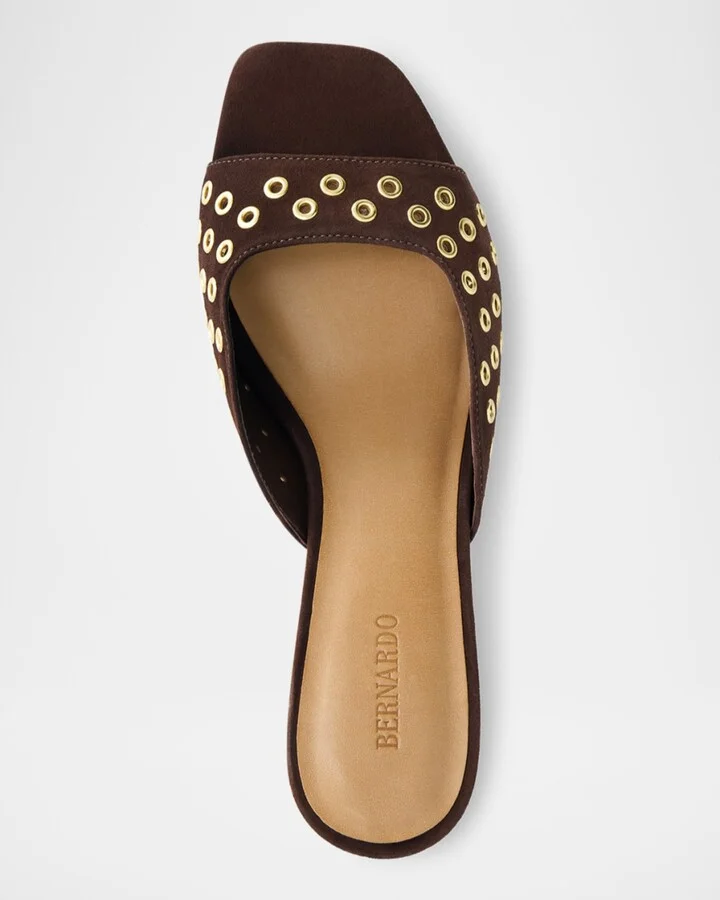 Suede Grommet Slide Mule Sandals - Image 2