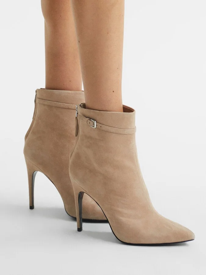 Suede Heeled Ankle Boots - Image 2