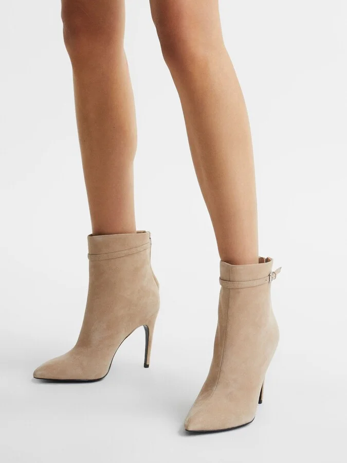 Suede Heeled Ankle Boots - Image 3