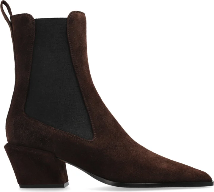 Suede Heeled Ankle Boots "Bettina", , - Brown