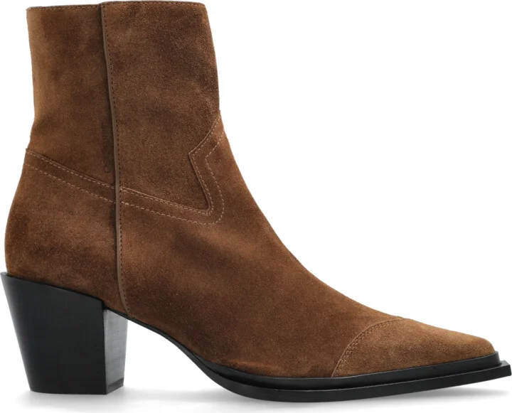 Suede Heeled Ankle Boots Cece AB, , - Brown