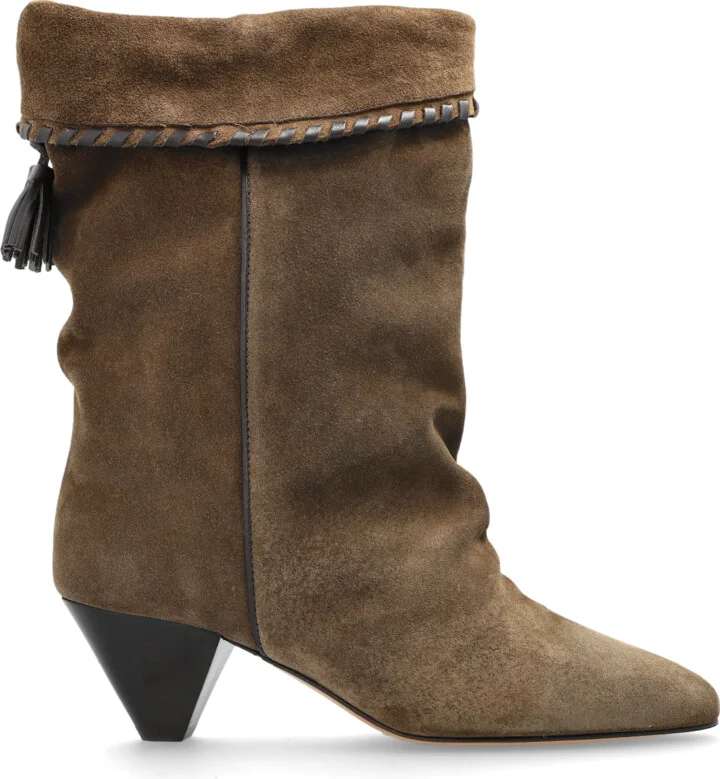Suede Heeled Ankle Boots "Dalby", , - Green