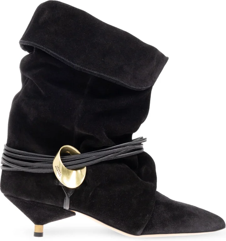 Suede Heeled Ankle Boots `Edrika`, , - Black