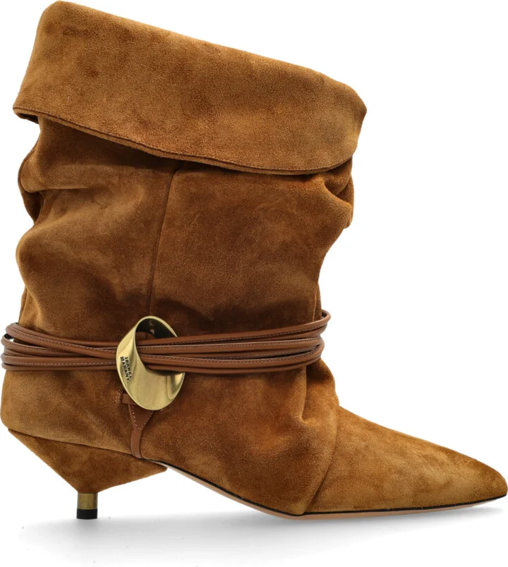Suede Heeled Ankle Boots `Edrika`, , - Brown