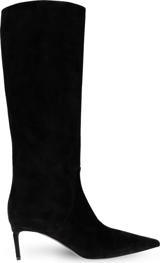 Suede Heeled Boots, , - Black