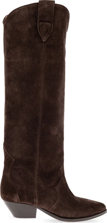 Suede Heeled Boots `Denvee`, , - Brown