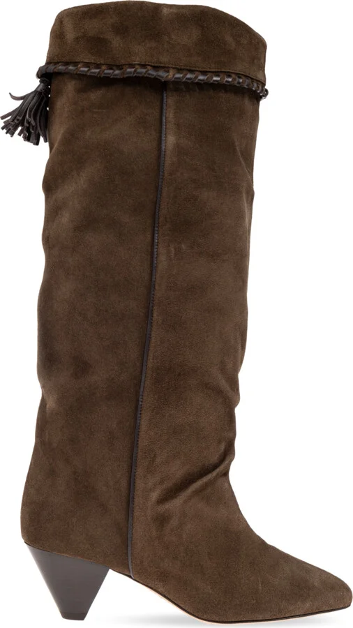 Suede Heeled Boots 'Elita', , - Brown