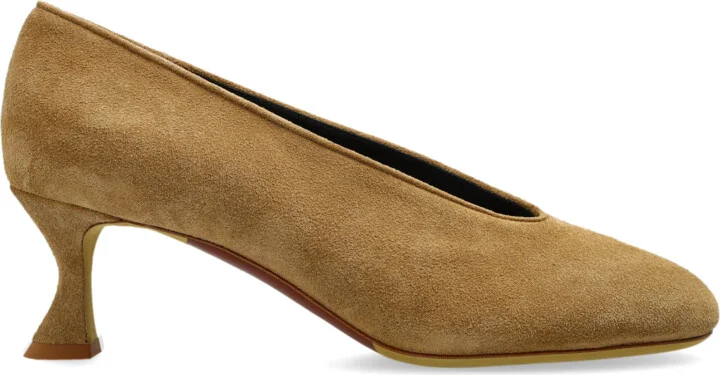 Suede Heeled Shoes, , - Beige