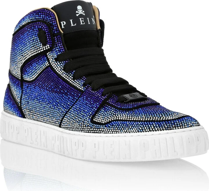 Suede Hi-Top Sneakers Strass Studs