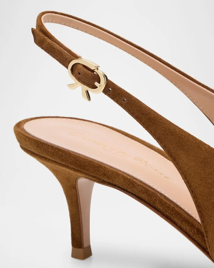 Suede Kitten Slingback Pumps - Image 2