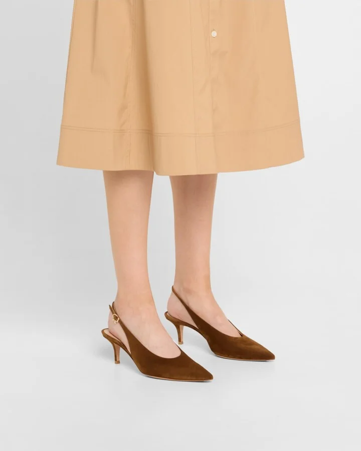Suede Kitten Slingback Pumps - Image 6