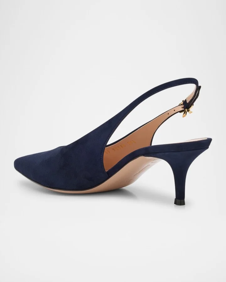 Suede Kitten Slingback Pumps - Image 8