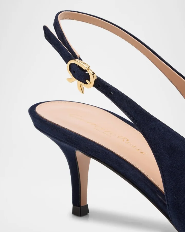 Suede Kitten Slingback Pumps - Image 9