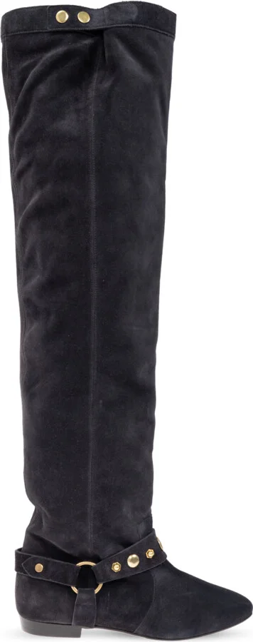 Suede Knee-high Boots "Selize", , Navy - Blue