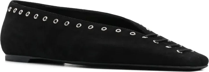 Suede Lace-Up Ballerina Shoes - Image 2