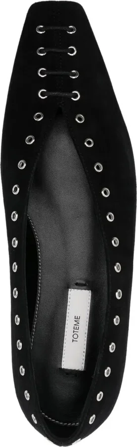 Suede Lace-Up Ballerina Shoes - Image 4
