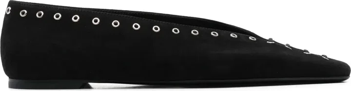 Suede Lace-Up Ballerina Shoes