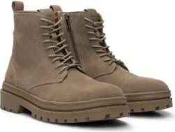 Suede lace-up boots with rubber outsole- Light Green Men's Boots size 9