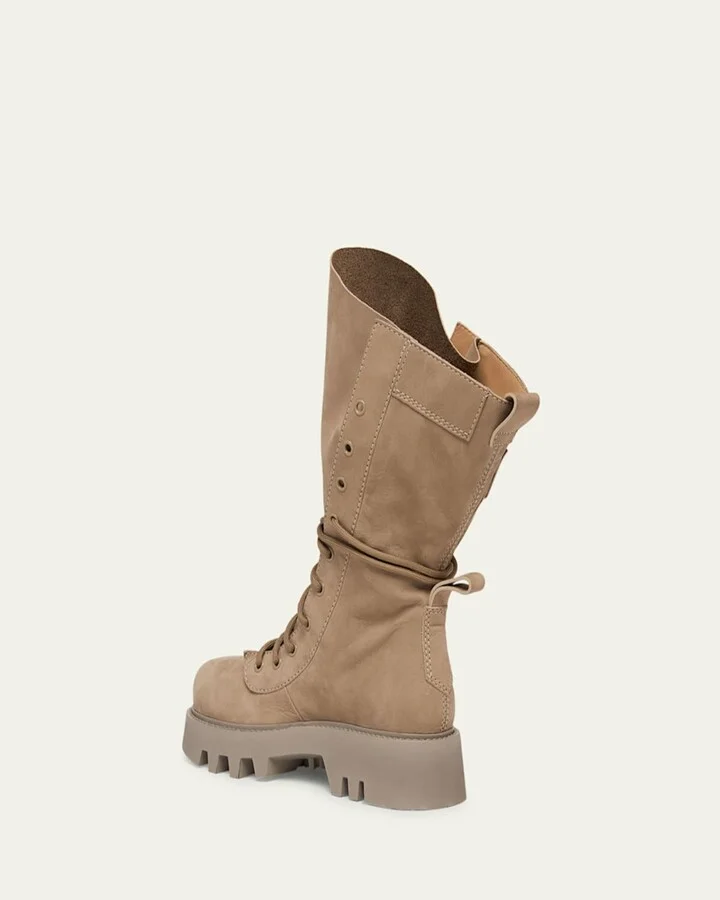 Suede Lace-Up Combat Boots - Image 6