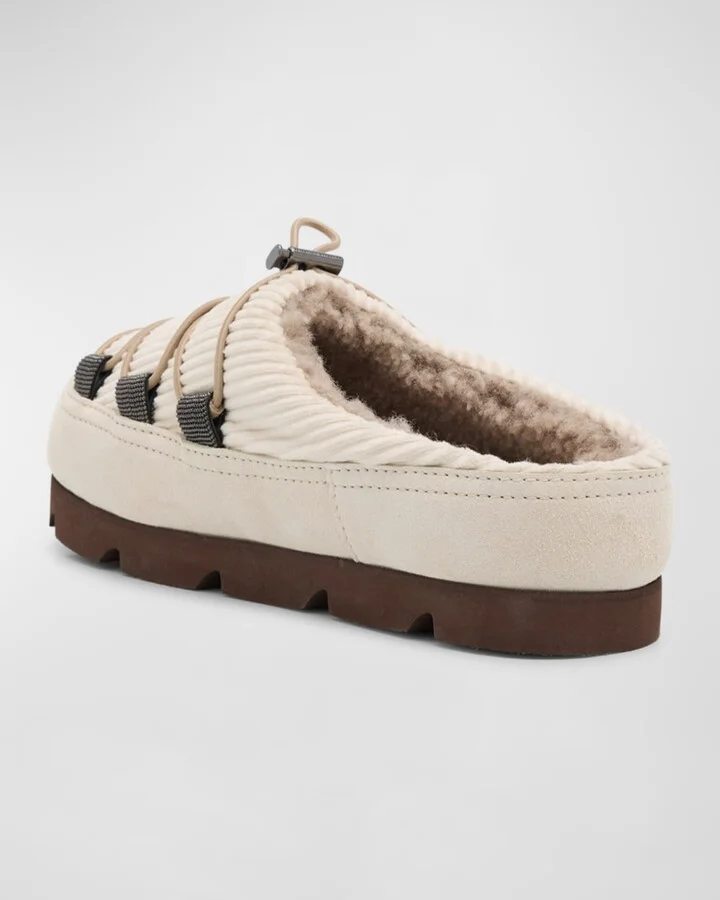 Suede Lace-Up Cozy Mule Slippers - Image 2