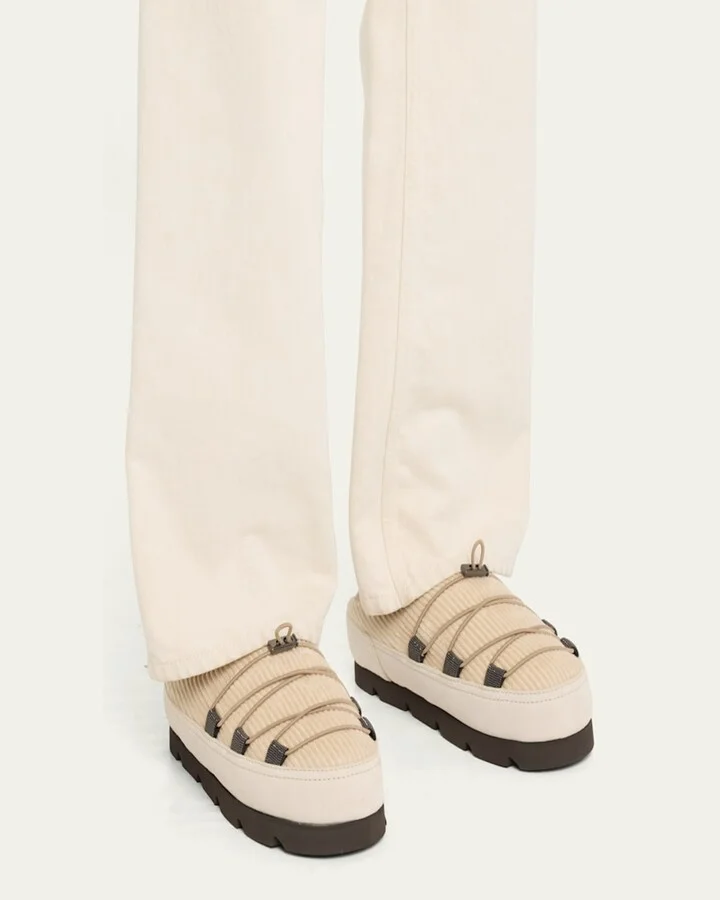 Suede Lace-Up Cozy Mule Slippers - Image 2