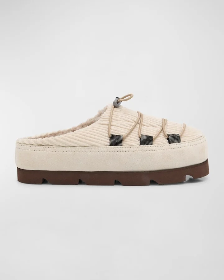 Suede Lace-Up Cozy Mule Slippers