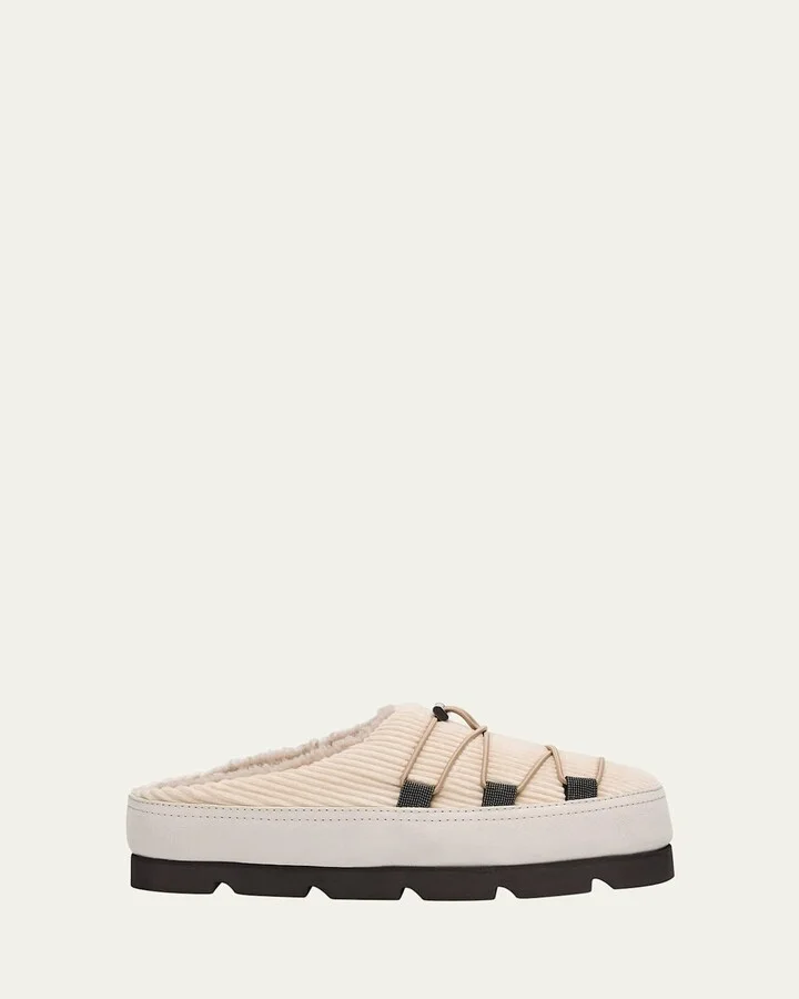 Suede Lace-Up Cozy Mule Slippers
