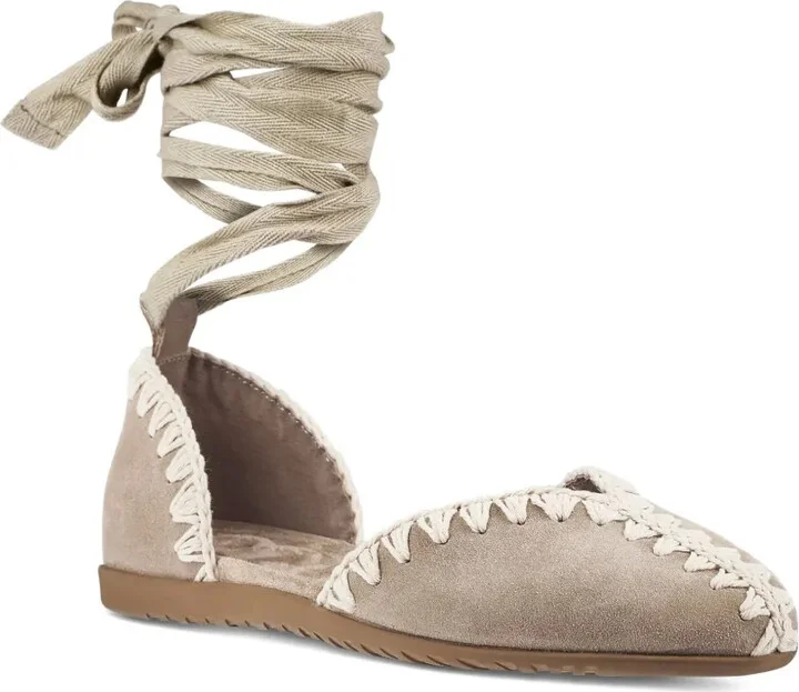 Suede Lace-Up Flat Sandals - Image 2