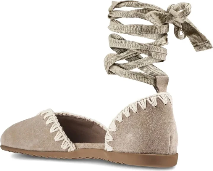 Suede Lace-Up Flat Sandals - Image 3