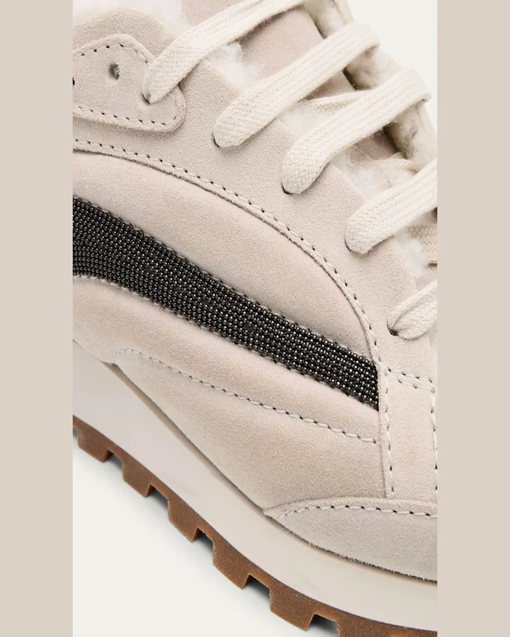 Suede Lace Up Sneaker With Shearling Lining - Image 5