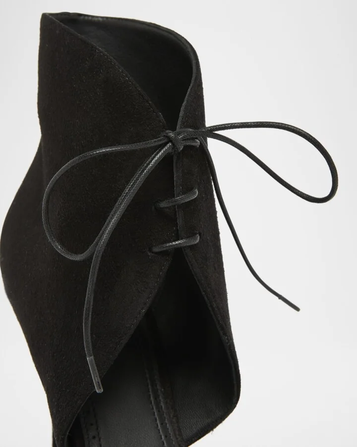 Suede Lace-Up Stiletto Pumps - Image 2