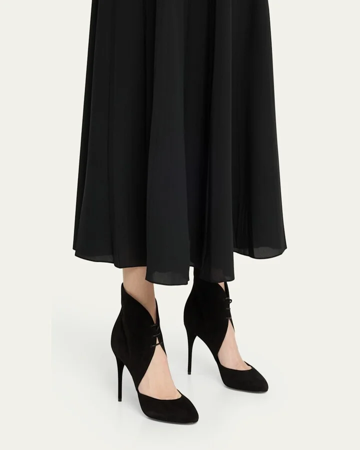 Suede Lace-Up Stiletto Pumps - Image 2
