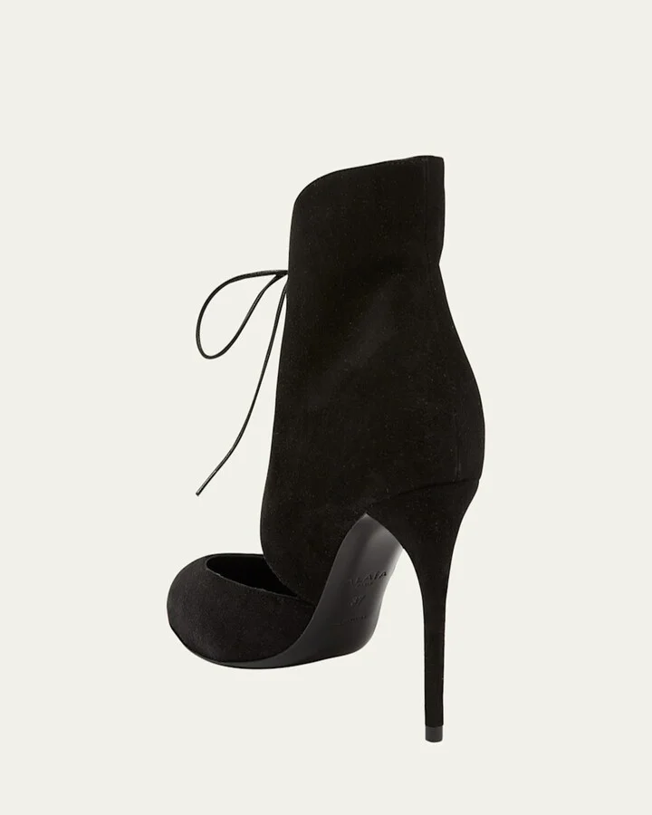 Suede Lace-Up Stiletto Pumps - Image 4