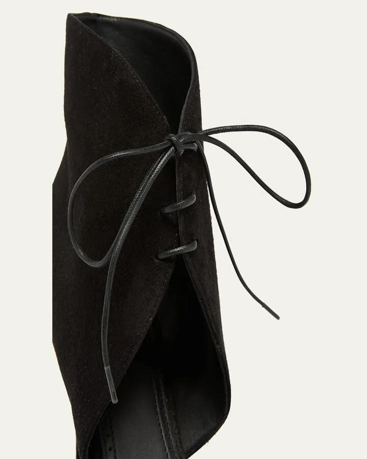 Suede Lace-Up Stiletto Pumps - Image 5