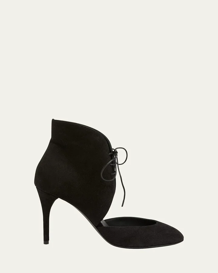 Suede Lace-Up Stiletto Pumps