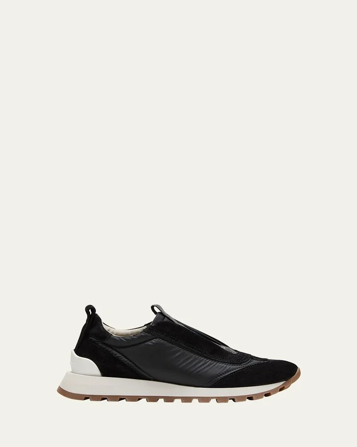 Suede Laceless Runner Sneakers