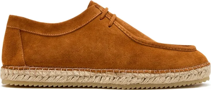Suede Leather Espadrille Loafers