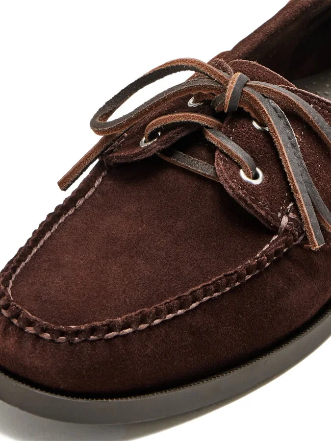 Suede Leather Lace-Up Boat Shoes - Image 3