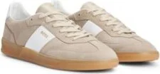 Suede-leather lace-up trainers with branding- Beige Men's Sneakers size 7