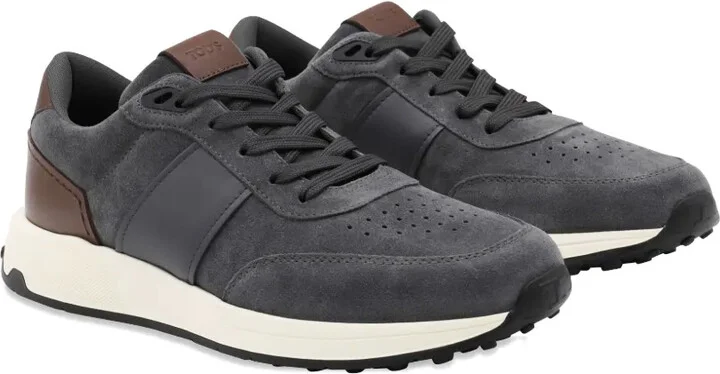 Suede Leather Panel Trainers - Image 2