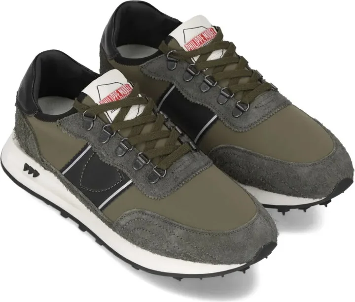 Suede Leather Panelled Low-Top Sneakers - Image 2